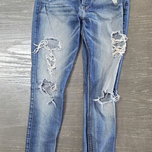 7 For All Mankind Blue Boyfriend Jeans Distressed Style